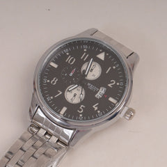 Silver Chain Womans Watch Black Dial