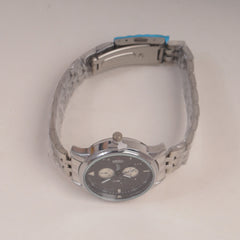 Silver Chain Womans Watch Black Dial