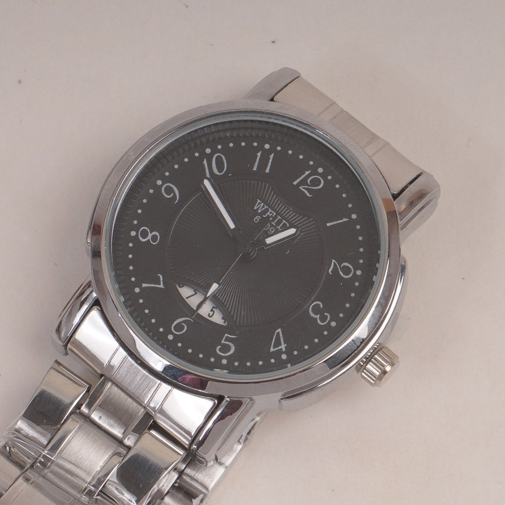 Silver Chain Womans Watch Black Dial