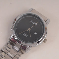 Silver Chain Womans Watch Black Dial