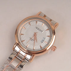 Two Tone Silver Rsgld Chain Womans Watch White Dial