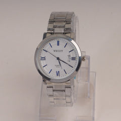 Mans Silver Chain Wrist Watch with White Dial