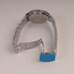 Mans Silver Chain Wrist Watch with White Dial