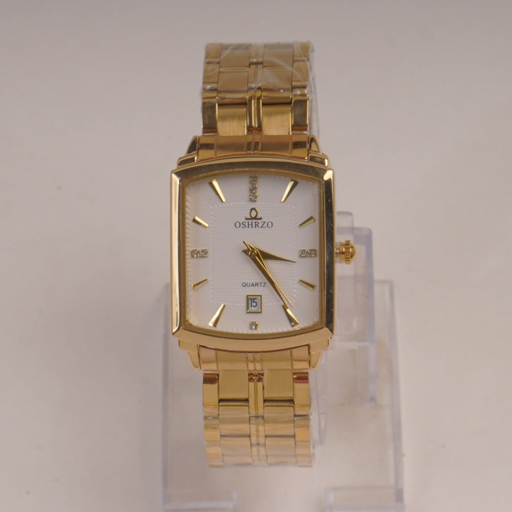 Men's Golden Chain Wrist Watch with White Dial