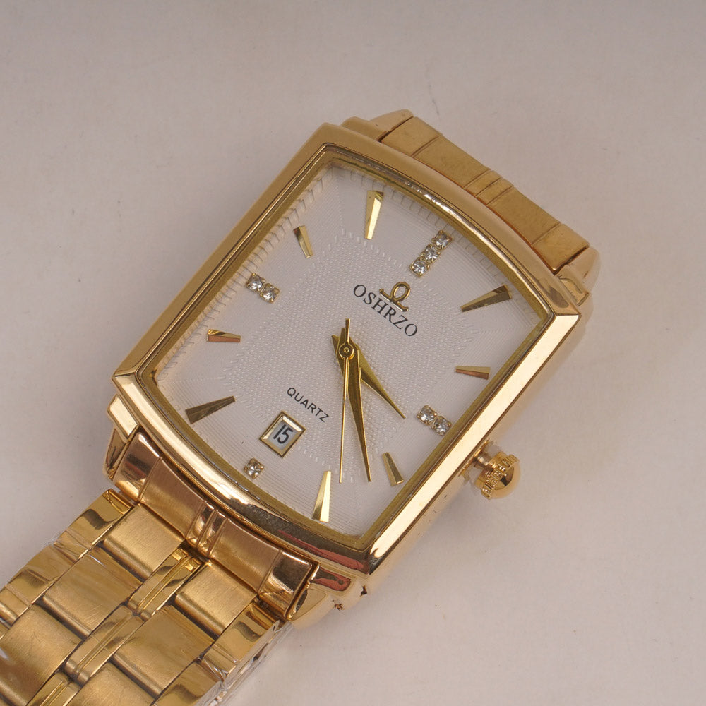 Men's Golden Chain Wrist Watch with White Dial