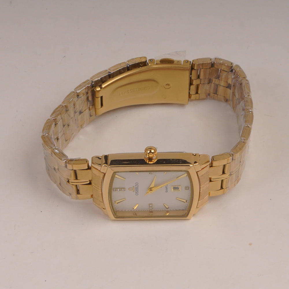 Men's Golden Chain Wrist Watch with White Dial