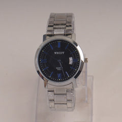 Mans Silver Chain Wrist Watch with Black Dial