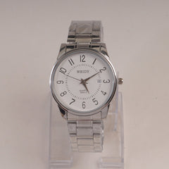 Mans Silver Chain Wrist Watch with White Dial