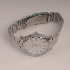 Mans Silver Chain Wrist Watch with White Dial