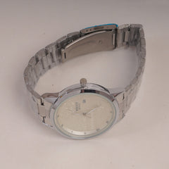 Mans Silver Chain Wrist Watch with White Dial