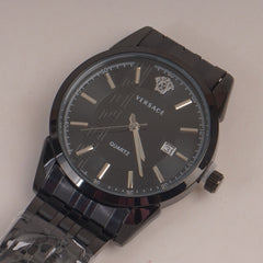 Men's Black Chain Wrist Watch with Black Dial