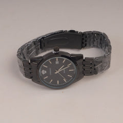 Men's Black Chain Wrist Watch with Black Dial