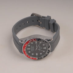 Grey Straps Mans Watch With Silver Black Dial