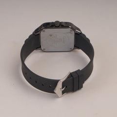 Black Straps Mans Square Shape Watch With Black Dial