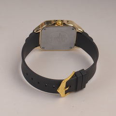 Black Straps Mans Square Shape Watch With White Dial