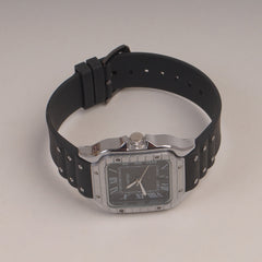 Black Straps Mans Square Shape Watch With Black Dial