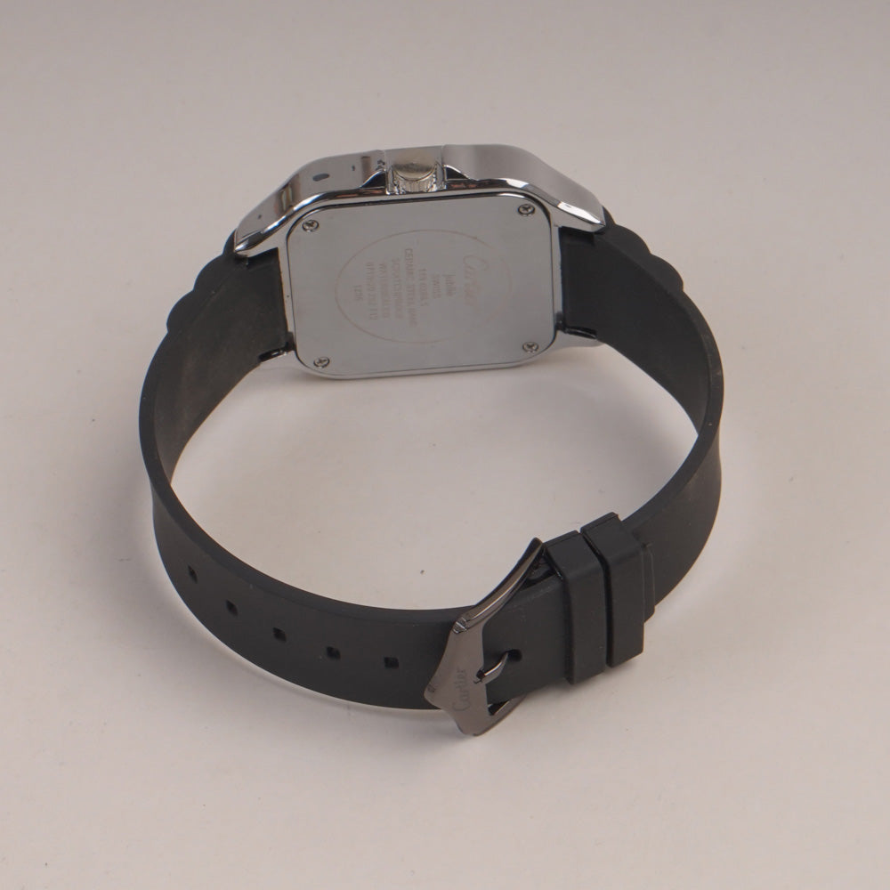 Black Straps Mans Square Shape Watch With Black Dial