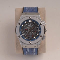 Blue Straps Mans Watch With Silver Dial