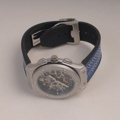 Blue Straps Mans Watch With Silver Dial