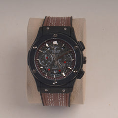 Brown Straps Mans Watch With Black Dial