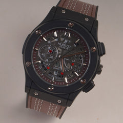 Brown Straps Mans Watch With Black Dial