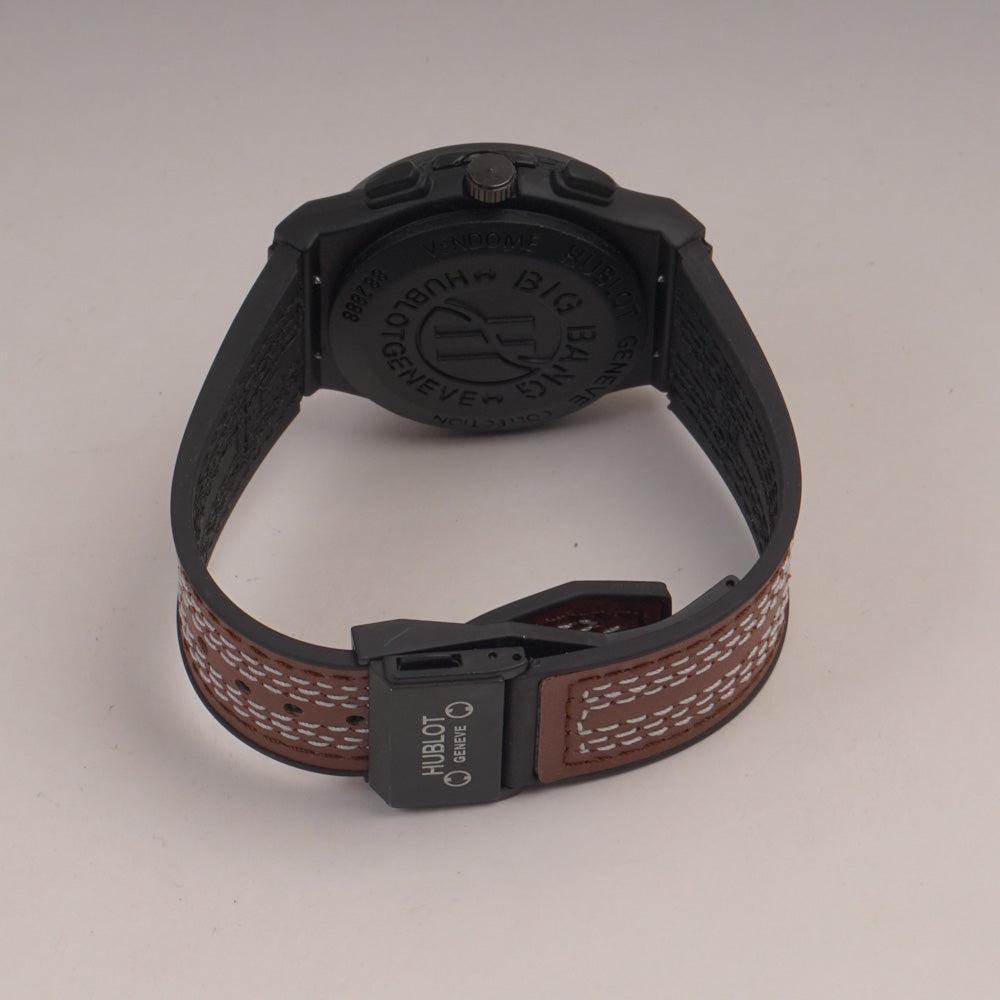 Brown Straps Mans Watch With Black Dial