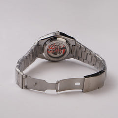 Mans Automatic Chain Wrist Watch Silver Blk