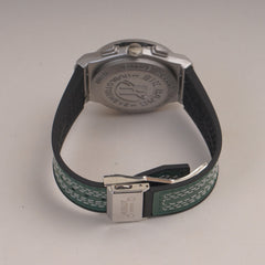 Green Straps Mans Watch With Silver Dial