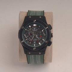 Green Straps Mans Watch With Black Dial