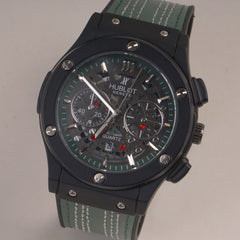 Green Straps Mans Watch With Black Dial