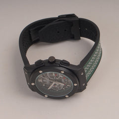 Green Straps Mans Watch With Black Dial