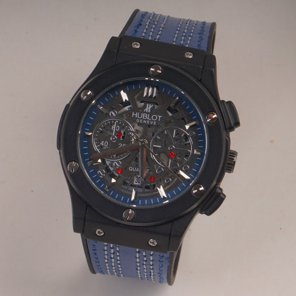 Blue Straps Mans Watch With Black Dial