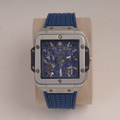 Blue Straps Mans Watch With Silver Dial