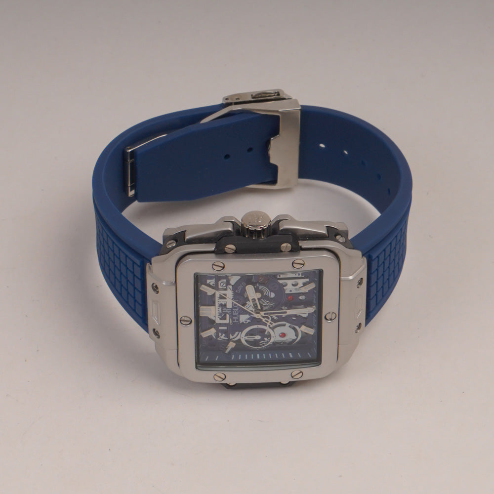 Blue Straps Mans Watch With Silver Dial