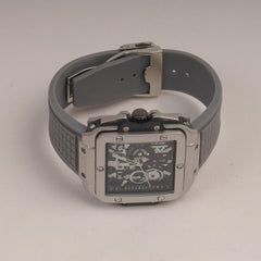 Grey Straps Mans Watch With Silver Dial