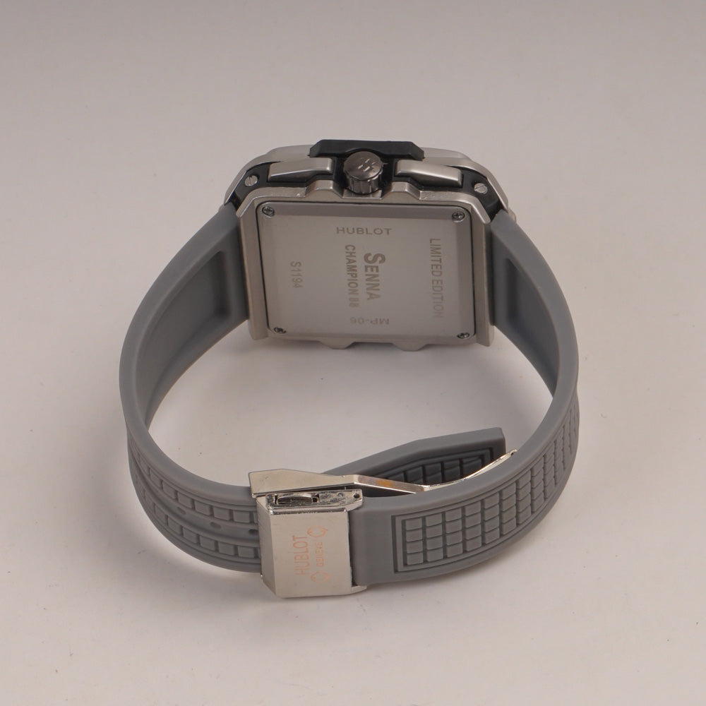 Grey Straps Mans Watch With Silver Dial