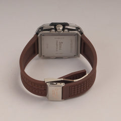 Brown Straps Mans Watch With Silver Dial