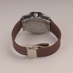 Brown Straps Mans Watch With Silver Dial