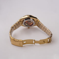 Mans Automatic Chain Wrist Watch Golden Wht 1