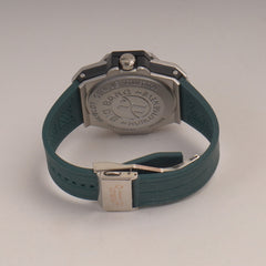 Green Straps Mans Watch With Silver Dial