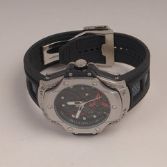 Black Straps Mans Watch With Silver Dial