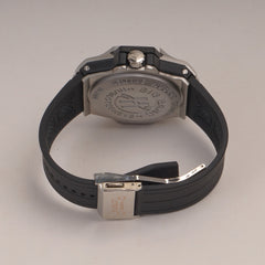 Black Straps Mans Watch With Silver Dial