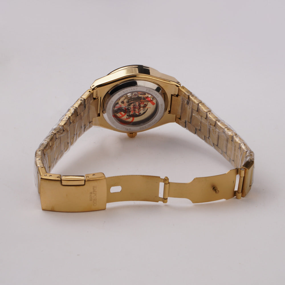 Mans Automatic Chain Wrist Watch Golden Gld