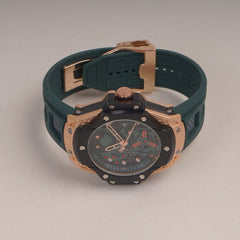 Green Straps Mans Watch With Rosegold Blk Dial