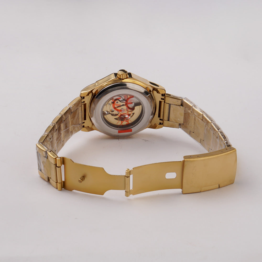 Mans Automatic Chain Wrist Watch Golden Gldn