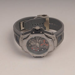 Grey Straps Mans Watch With Silver Dial