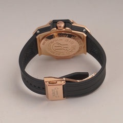 Black Straps Mans Watch With Rosegold Dial