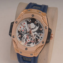 Blue Straps Mans Watch With Rosegold Dial