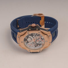 Blue Straps Mans Watch With Rosegold Dial