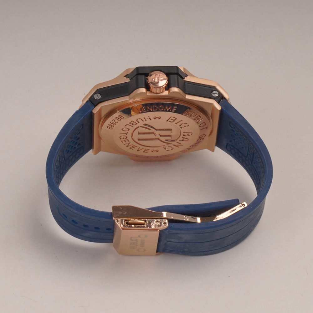 Blue Straps Mans Watch With Rosegold Dial